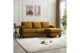 Home Detail Hazel 3 Seater Sofa With Chaise, Mustard Boucle Fabric