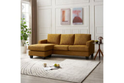 Home Detail Hazel 3 Seater Sofa With Chaise, Mustard Boucle Fabric - thumbnail 2