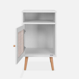 Sweeek - Scandi-Style Bedside Table With Drawer Boheme Blanc Cassé 39X40X70 Cm - thumbnail 3