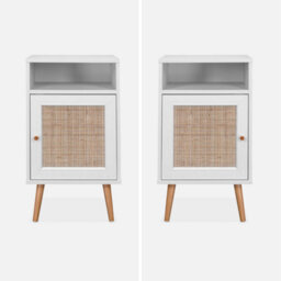 Sweeek - Scandi-Style Bedside Table With Drawer Boheme Blanc Cassé 39X40X70 Cm - thumbnail 2