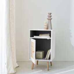 Sweeek - Scandi-Style Bedside Table With Drawer Boheme Blanc Cassé 39X40X70 Cm - thumbnail 6