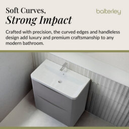 Balterley Dunwood Floor Standing 2 Drawer Bathroom Vanity Unit & Polymarble Basin, Satin Grey, 755mm - thumbnail 6
