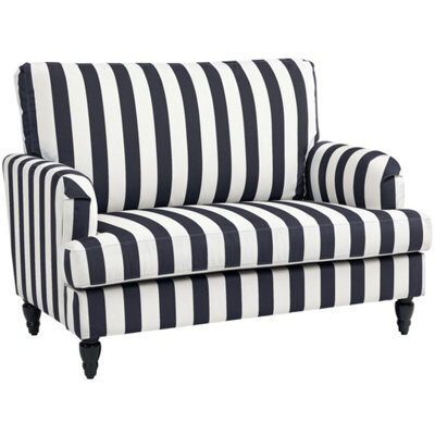 Black Upholstered Armchair With Stripe, Turned Legs And Wide Seat - image 1