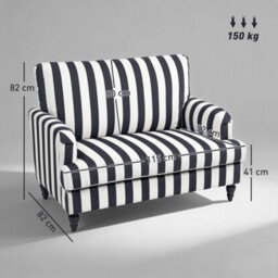 Black Upholstered Armchair With Stripe, Turned Legs And Wide Seat - thumbnail 2
