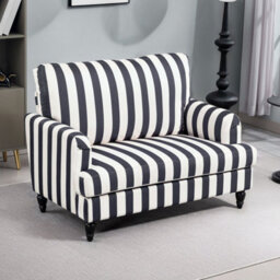 Black Upholstered Armchair With Stripe, Turned Legs And Wide Seat - thumbnail 4