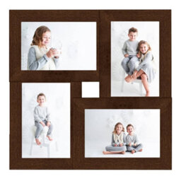 Berkfield Modern Collage Photo Frame For 4X(10X15 Cm) Picture Dark Brown Mdf - thumbnail 1