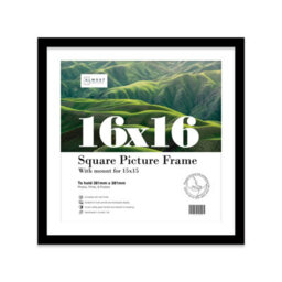 "16X16"" Black Picture Frame - 16X16"" Square Frame With 15X15"" Mount For 16X16""/15X15"" Pictures Art Deco Style Room Decor, 1 Pack" - thumbnail 1