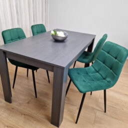 Kosy Koala Dark Grey Dining Table With 4 Green Velvet Chairs Modern Kitchen Dining Set - thumbnail 7