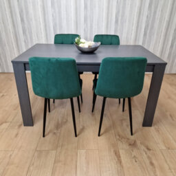Kosy Koala Dark Grey Dining Table With 4 Green Velvet Chairs Modern Kitchen Dining Set - thumbnail 8