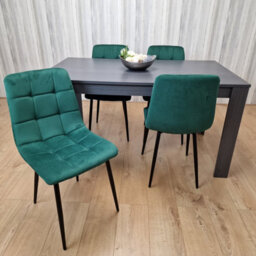 Kosy Koala Dark Grey Dining Table With 4 Green Velvet Chairs Modern Kitchen Dining Set - thumbnail 9