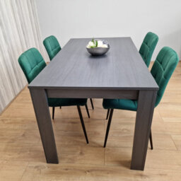 Kosy Koala Dark Grey Dining Table With 4 Green Velvet Chairs Modern Kitchen Dining Set - thumbnail 2