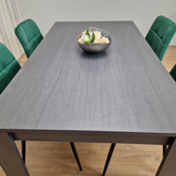 Kosy Koala Dark Grey Dining Table With 4 Green Velvet Chairs Modern Kitchen Dining Set - thumbnail 3