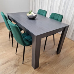 Kosy Koala Dark Grey Dining Table With 4 Green Velvet Chairs Modern Kitchen Dining Set - thumbnail 4
