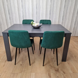 Kosy Koala Dark Grey Dining Table With 4 Green Velvet Chairs Modern Kitchen Dining Set