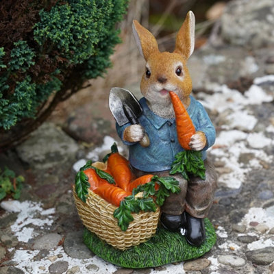 Hungry Bunny Resin Sculpture Home Garden Peter Rabbit Statue Outdoor Ornament - image 1