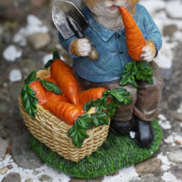 Hungry Bunny Resin Sculpture  Home Garden Peter Rabbit Statue Outdoor Ornament - thumbnail 4