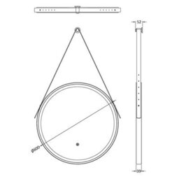 Balterley Quixhill Round Framed Led Touch Sensor Mirror With Demister, 600mm - Chrome/grey - thumbnail 5