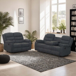 More4Homes Boston Manual Recliner Fabric 2+3 Seater Sofa Set (Grey) - thumbnail 1