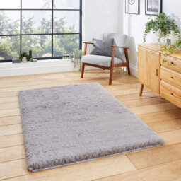 Grey Shaggy Plain Modern Machine Made Polyester Easy To Clean Rug For Living Room And Bedroom-150Cm X 230Cm - thumbnail 1
