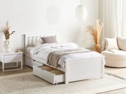 Beliani Bed With 2 Drawers Pine Wood Olendon 90 X 200 Cm (Eu Single) White - thumbnail 2