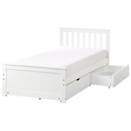 Beliani Bed With 2 Drawers Pine Wood Olendon 90 X 200 Cm (Eu Single) White - thumbnail 1