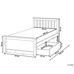 Beliani Bed With 2 Drawers Pine Wood Olendon 90 X 200 Cm (Eu Single) White - thumbnail 3