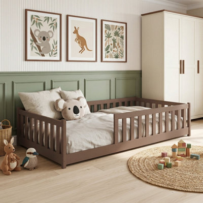 Arten Otis Milk Chocolate 120 X 200Cm Eu Small Double Bed With Guardrails - Foam Bonnell Mattress Included - image 1