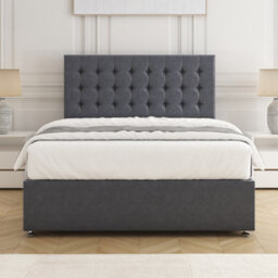 Bsspoke Isla Divan Bed Set In Steel Plush Velvet With 24Inch Headboard 2 Drawers Footend & No Mattress In Double King 6Ft - thumbnail 3
