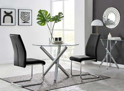 Furniturebox Uk Selina Round Dining Table And 2 Black Lorenzo Chairs - image 1