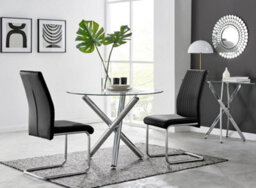 Furniturebox Uk Selina Round Dining Table And 2 Black Lorenzo Chairs