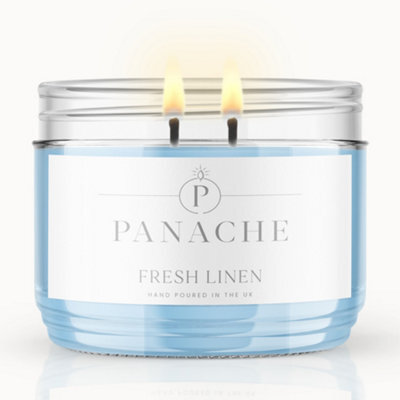 Panache Fresh Linen Scented Candle - Double Wick - Clean Crisp Scent - image 1