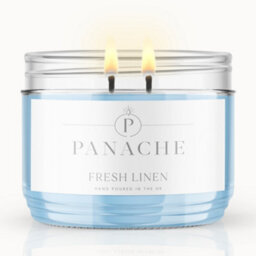 Panache Fresh Linen Scented Candle - Double Wick - Clean Crisp Scent - thumbnail 1