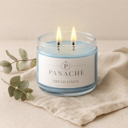 Panache Fresh Linen Scented Candle - Double Wick - Clean Crisp Scent - thumbnail 6