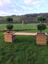 Charles Taylor Trading Planter Bench, Wooden Garden Planters With Seat - W198 X D47 X H46 - Fully Assembled - Bench - thumbnail 2