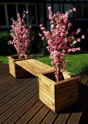 Charles Taylor Trading Planter Bench, Wooden Garden Planters With Seat - W198 X D47 X H46 - Fully Assembled - Bench - thumbnail 5
