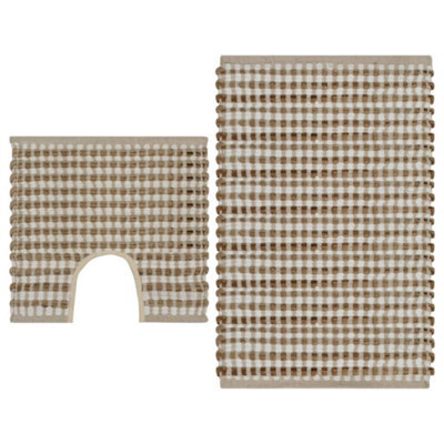 Walplus Hand-Woven Jute Bathroom Mat Set Fabric Natural And White - image 1