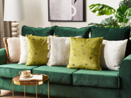 Beliani Set Of 2 Decorative Cushions Aeonium Velvet 45 X 45 Cm Olive Green Abstract Pattern - thumbnail 2