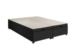 Adore Designs Plush Velvet Ottoman Storage Bed Base - End-Lift - 4Ft6 Double - Black - thumbnail 1