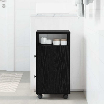 Walplus Narrow Bathroom Cabinet With Wheel Black Oak 33 X 23 X 65 Cm - image 1