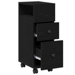 Walplus Narrow Bathroom Cabinet With Wheel Black Oak 33 X 23 X 65 Cm - thumbnail 7