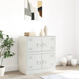 Berkfield Sideboard White 67X39X73 Cm Steel - thumbnail 3