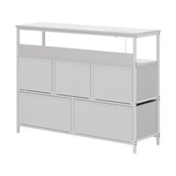White 5-Drawer Fabric Dresser Charging - thumbnail 1