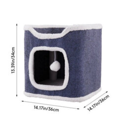 Warm Cat Bed For Indoor Cats,covered Cat Cave House & Furniture With Scratch Pad - thumbnail 2