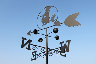 Garden Market Place Weathervane - Witch Steel Weathervane With Ground Spike And Wall Fixing. - image 1