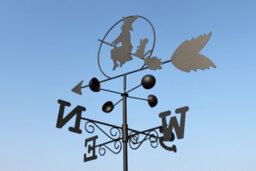 Garden Market Place Weathervane - Witch Steel Weathervane With Ground Spike And Wall Fixing.