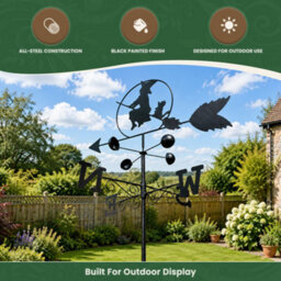 Garden Market Place Weathervane - Witch Steel Weathervane With Ground Spike And Wall Fixing. - thumbnail 5