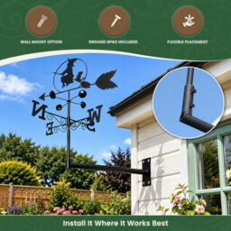 Garden Market Place Weathervane - Witch Steel Weathervane With Ground Spike And Wall Fixing. - thumbnail 4
