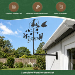 Garden Market Place Weathervane - Witch Steel Weathervane With Ground Spike And Wall Fixing. - thumbnail 7