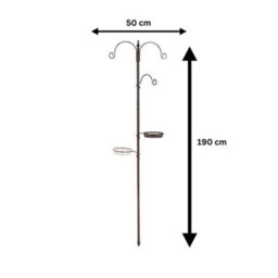 Marco Paul 3 Arm Bird Feeding Station Complete Wild Bird Feeder 3 Hanging Brackets Water Dish - thumbnail 8