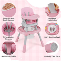 Gainoom 16-In-1 Pink Convertible Baby High Chair Multifunctional Kids Chair - thumbnail 9